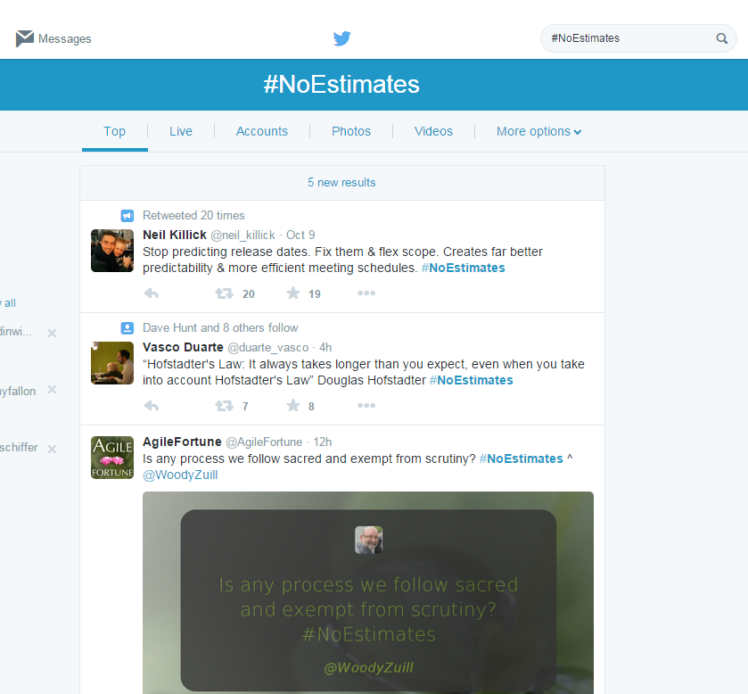 #NoEstimates on Twitter